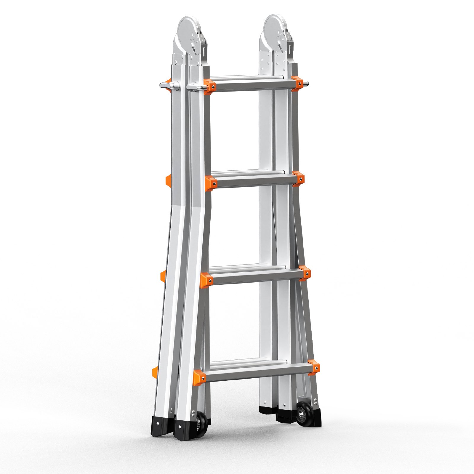 Telescoping Ladder A Frame, 15.5 FT Compact Aluminum Extension Ladder, Multi-Function Portable Collapsible RV Ladder, Telescopic Ladder For Homework Stairs Indoor Outdoor Roof, 330lb Load