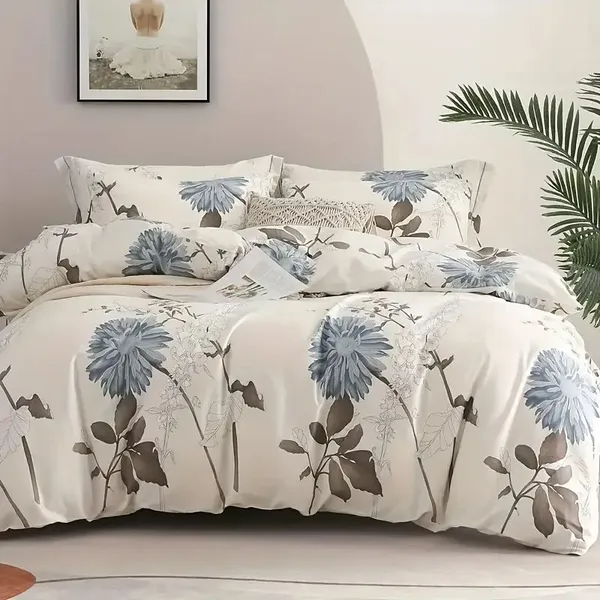 Funda nórdica Haoyijia con diseño de flor grande, tamaño Queen