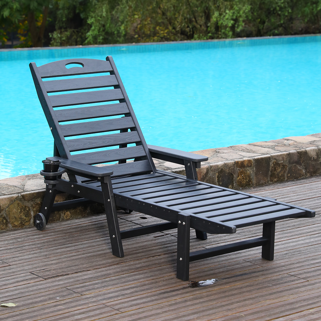Tumbona de exterior HDPE con respaldo ajustable en 4 posiciones, soporta hasta 400 libras