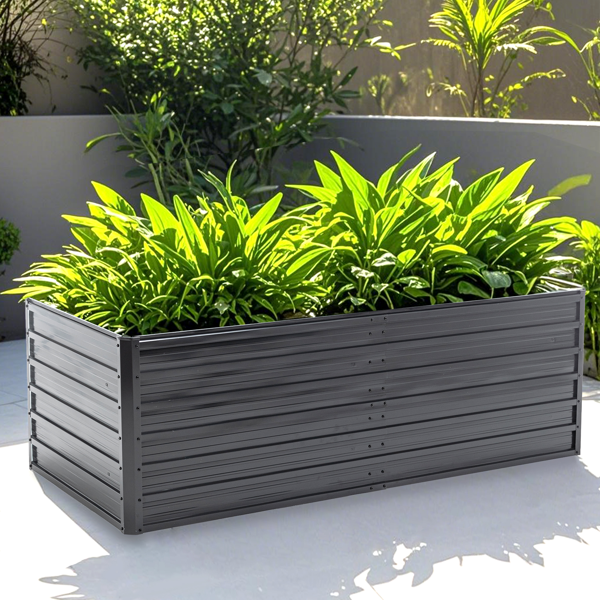 Cama de jardín elevada de metal galvanizado 6x3x2 pies, acero reforzado