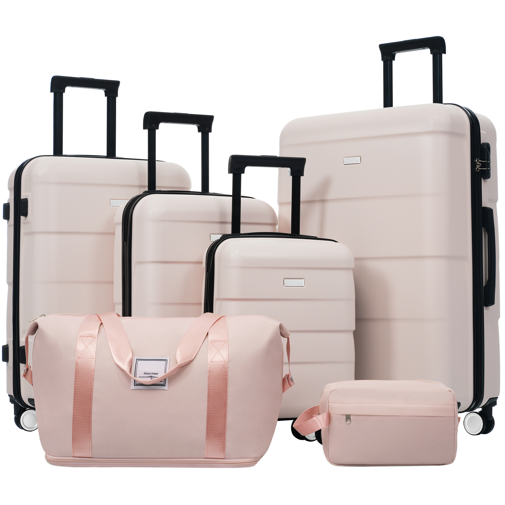 Hardshell Luggage Sets 6 Piece With 2 Bags,Carry On Suitcase With Handle Password Lock Double Spinner Wheels, Lightweight 16-20-24- 28 Luggages