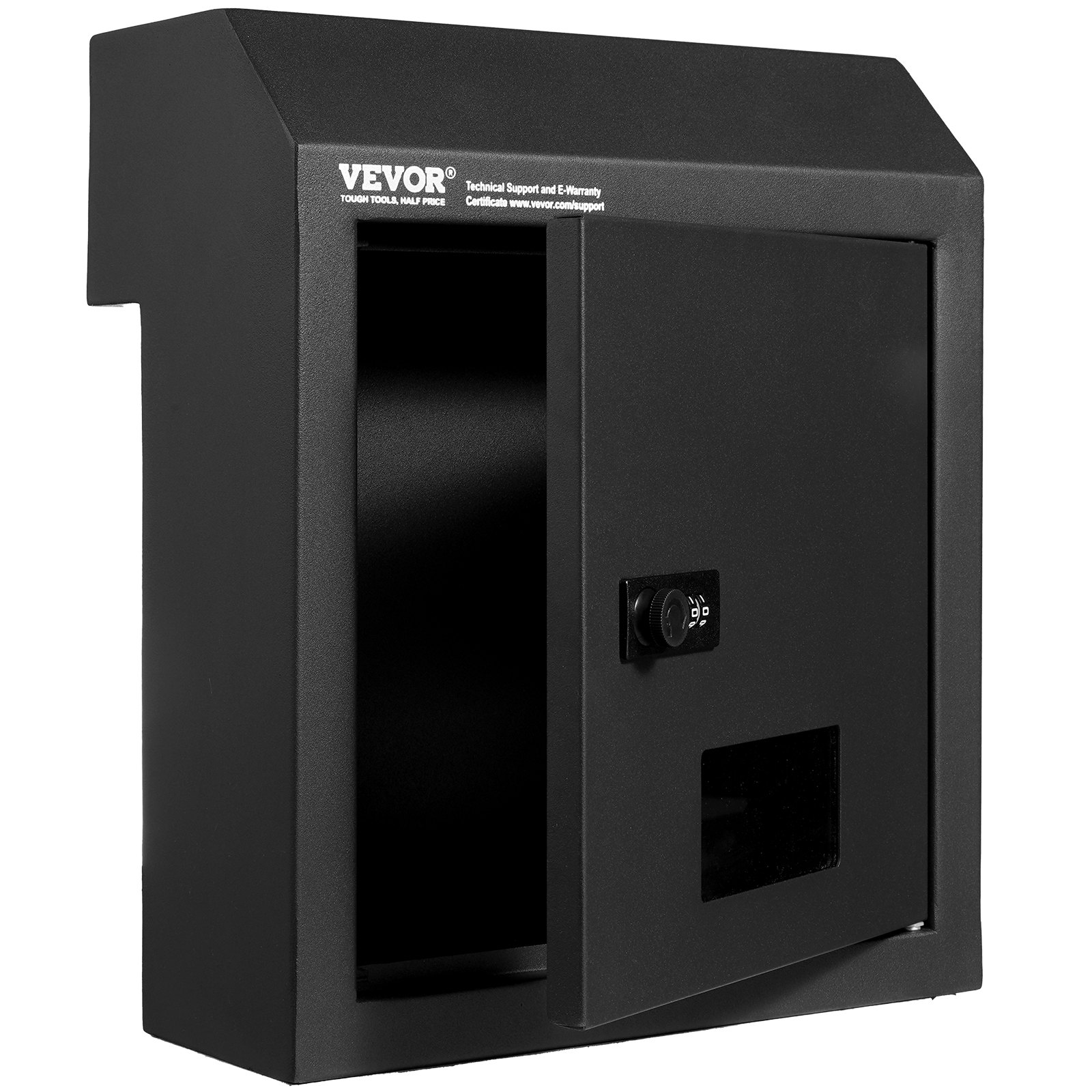 Buzón de entrega de llaves y correo de acero, cerradura de combinación de 12", negro.
