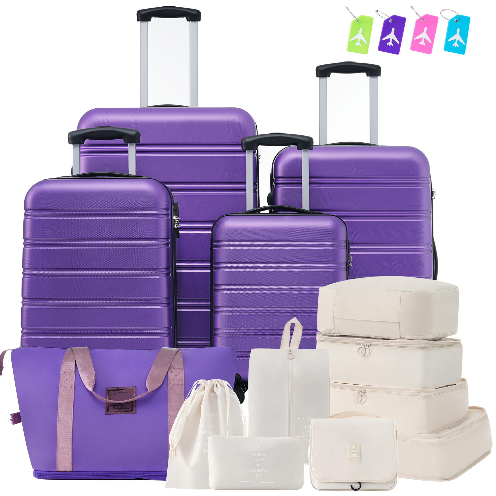 Hardshell Luggage Sets 4 Pcs   Bag Spinner Suitcase With TSA Lock Lightweight-16  20  24  28  Luggages