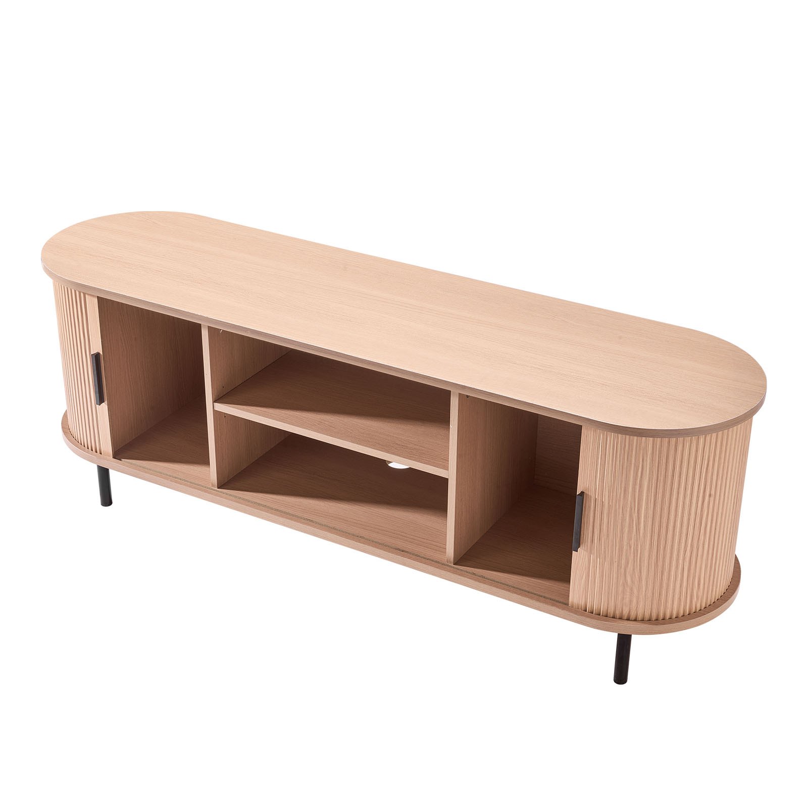 TV Stand, Boho Entertainment Center For TVs Up To 58 In, 350 Lbs Load, TV Media Console Table With Adjustable Storage Shelves And Rolling Door, Television Stand For Living Room, Bedroom, Burlywood