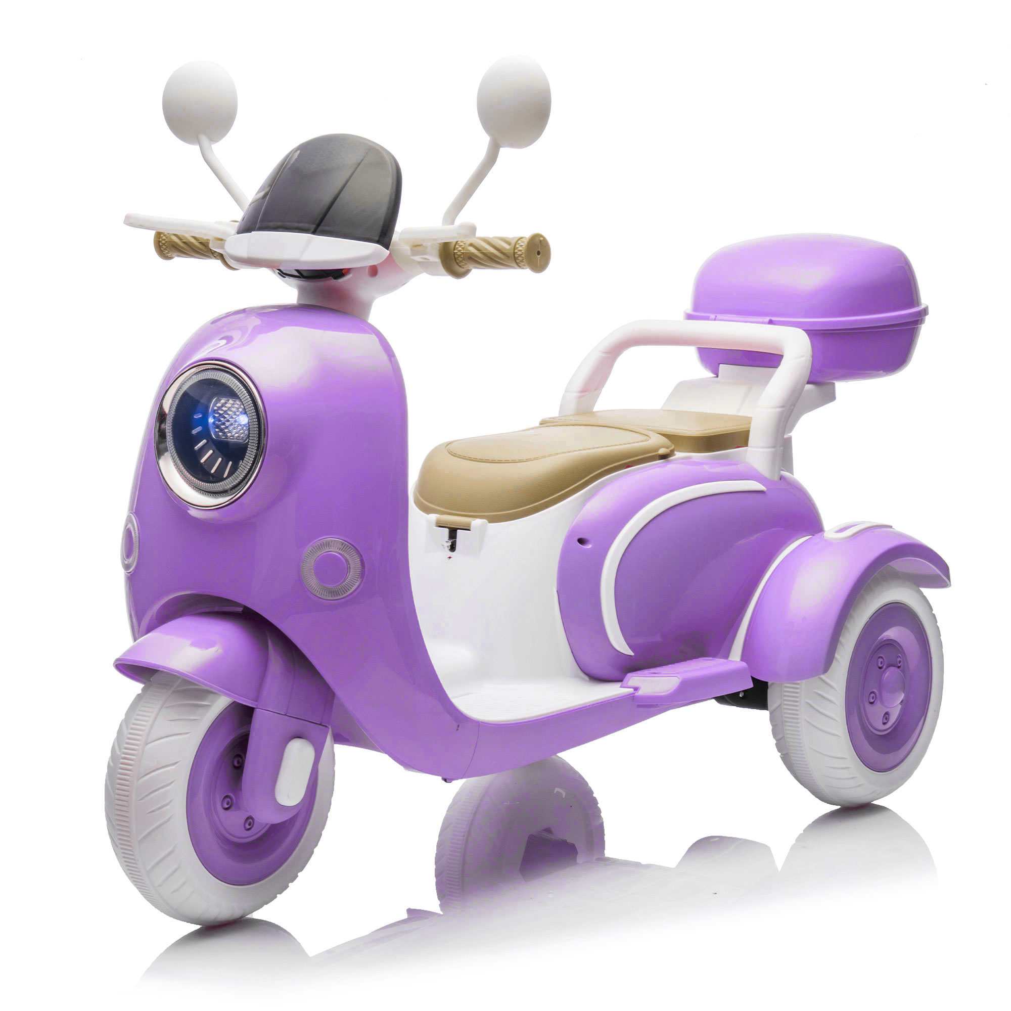 Motocicleta eléctrica infantil de 12V, 2 motores, 2 asientos, 3 ruedas, música, Bluetooth
