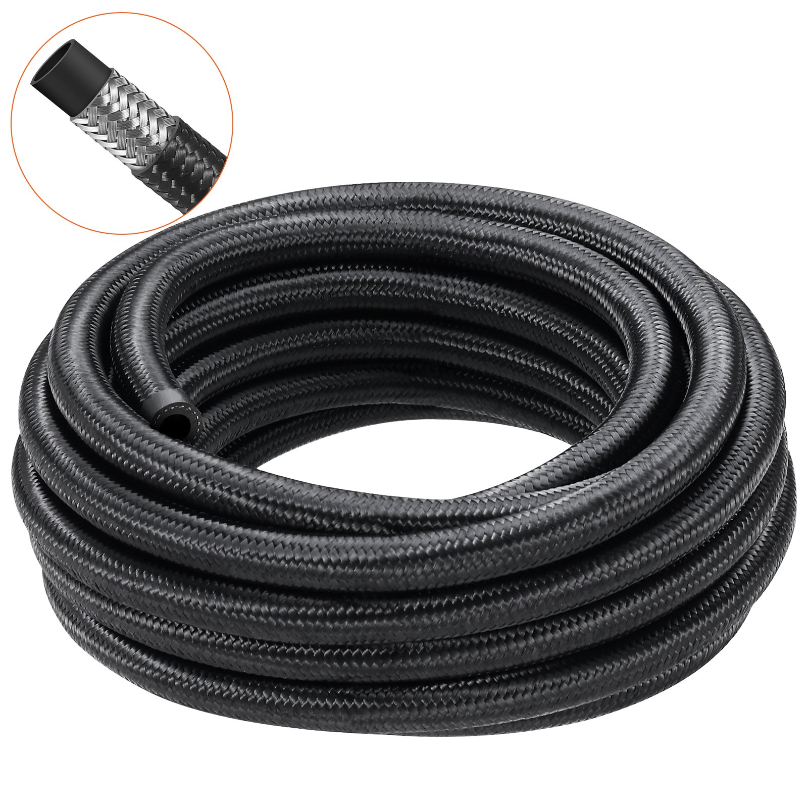 Kit de línea de combustible 6AN, 20 pies, manguera trenzada de nylon y acero inoxidable 0.34"