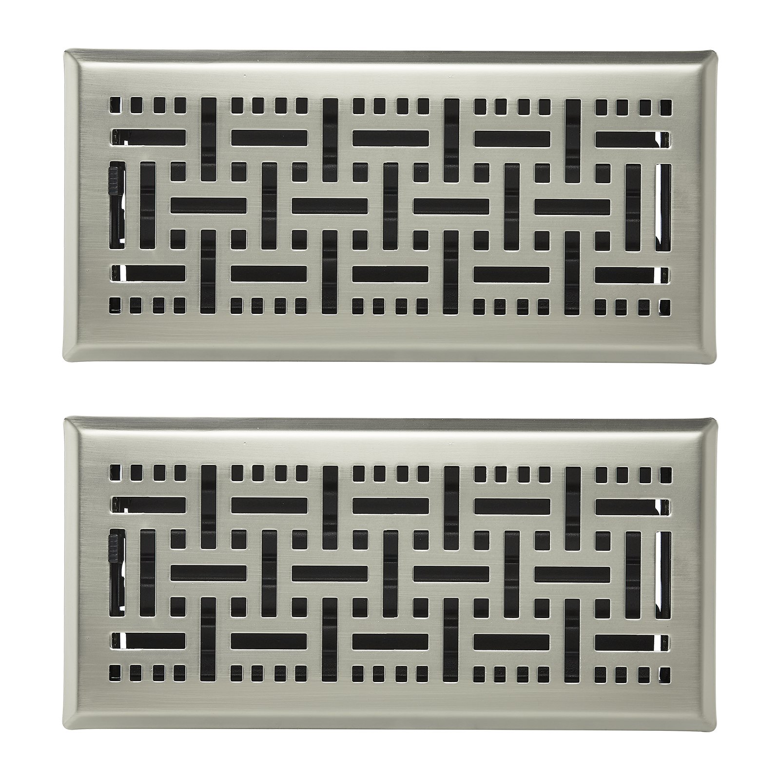 4 X 10 Inch Floor Registers, 2-Pack Vent Grilles, HVAC Heavy-Duty Walkable Iron Floor Vents, Easily Adjustable Rust-Proof Air Vents Deflector With Metal Damper, For Home & Office, Nickel-Plated