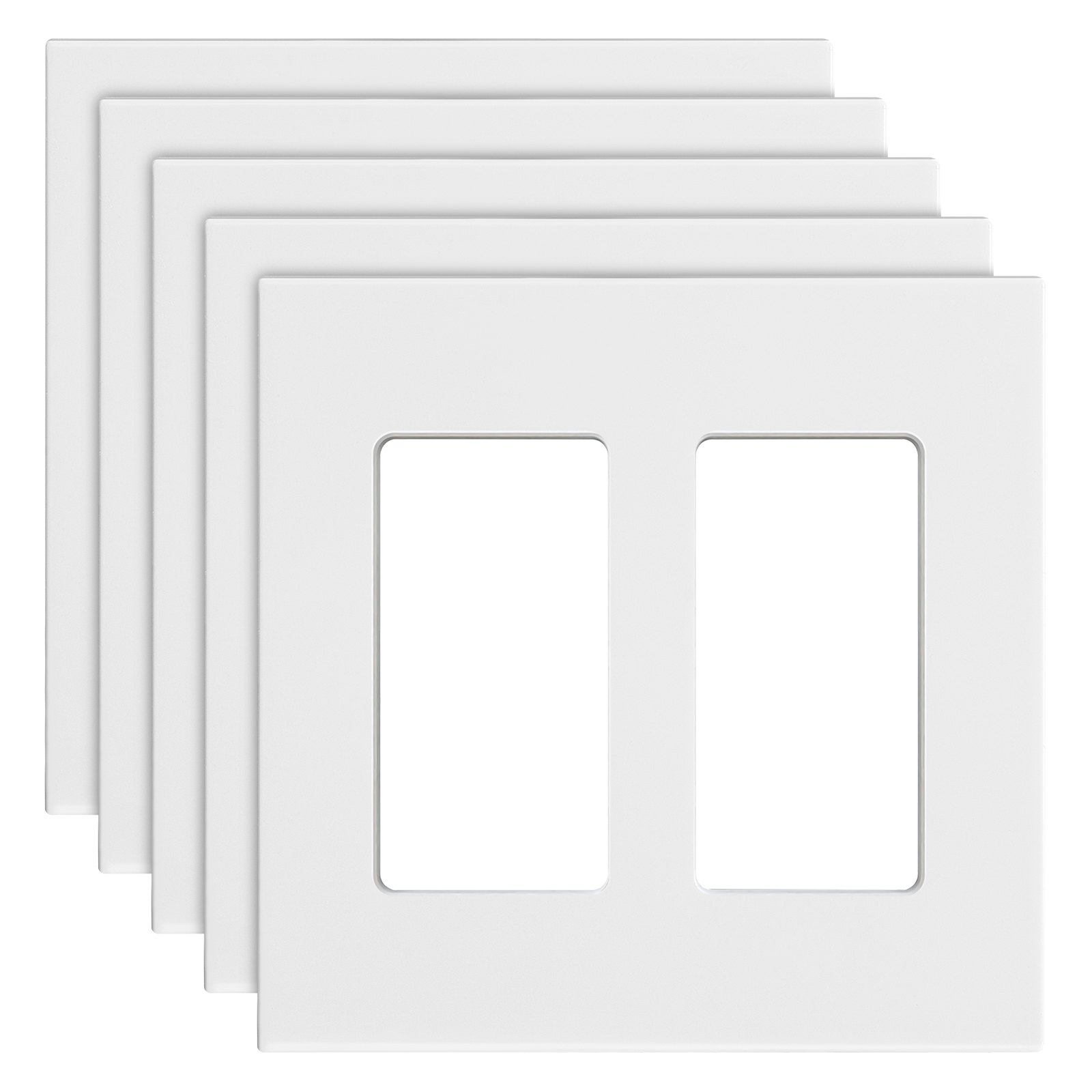 Placas de pared para interruptor, 2 módulos, decorativas, policarbonato irrompible, 5 pzas