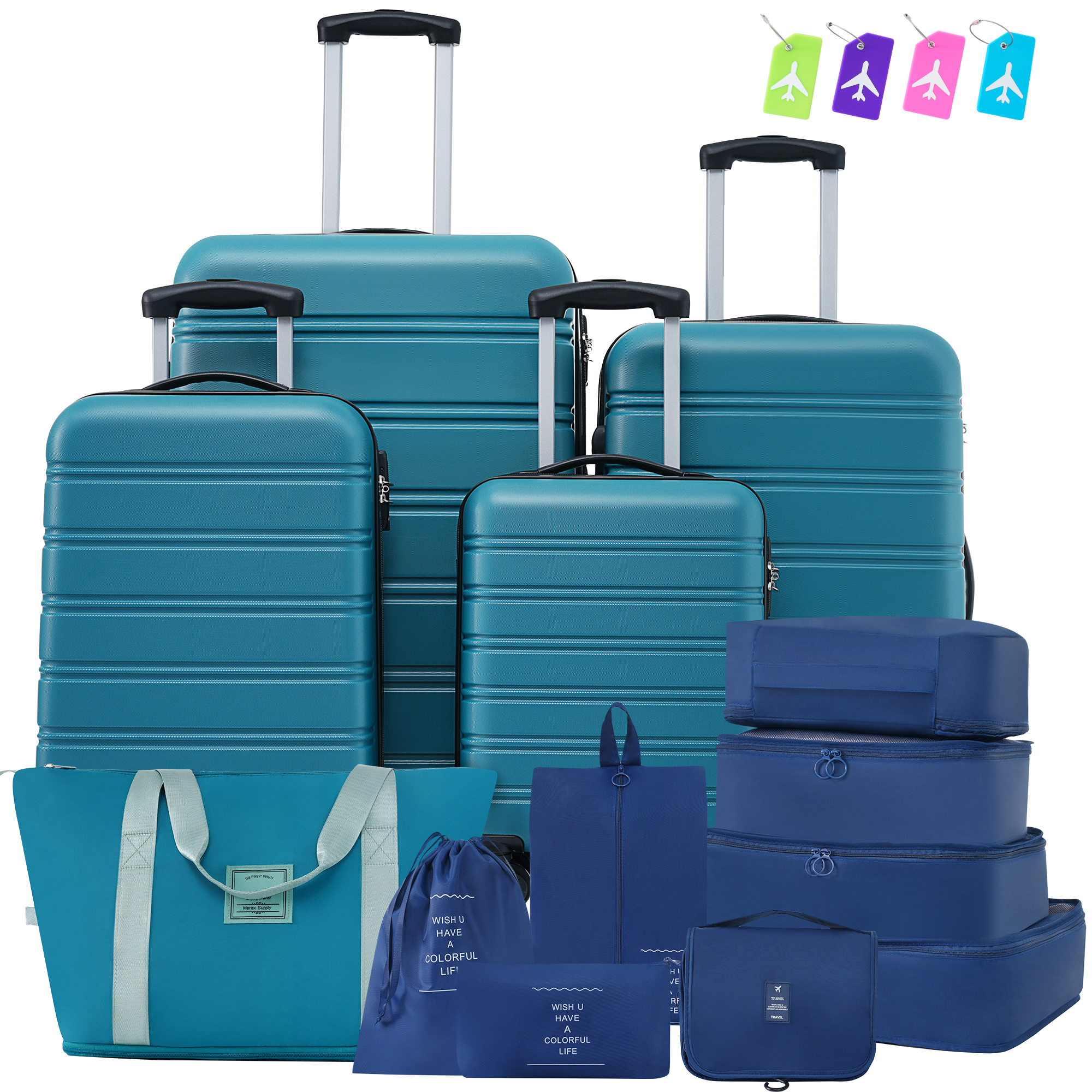 Hardshell Luggage Sets 4 Pcs   Bag Spinner Suitcase With TSA Lock Lightweight 16  20  24  28  Luggages