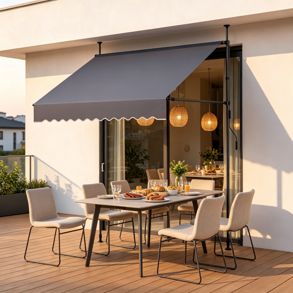 Toldo retráctil manual de 78 pulgadas para patio, ajustable con manivela