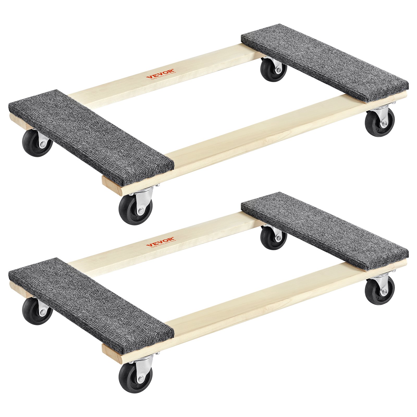 Furniture Dolly, 1000 Lbs Each Load Capacity, 2 Packs, 18' X 30', 8 X 3' PP Swivel Casters, Heavy Duty Hardwood Furniture Moving Dolly, Mover's Dolly, Moving Cart With Wheels For Heavy Furniture