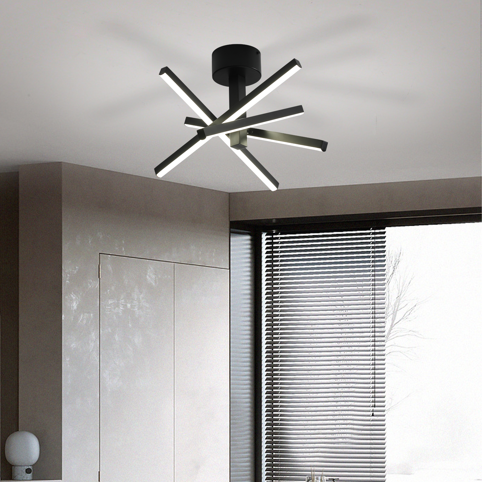 Lámpara de Techo LED Moderna de 12 pulgadas, Diseño Geométrico, Negra