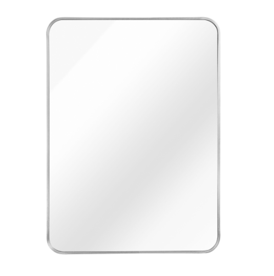 Espejo de baño rectangular con marco de metal plateado, 22x30 pulgadas, para pared