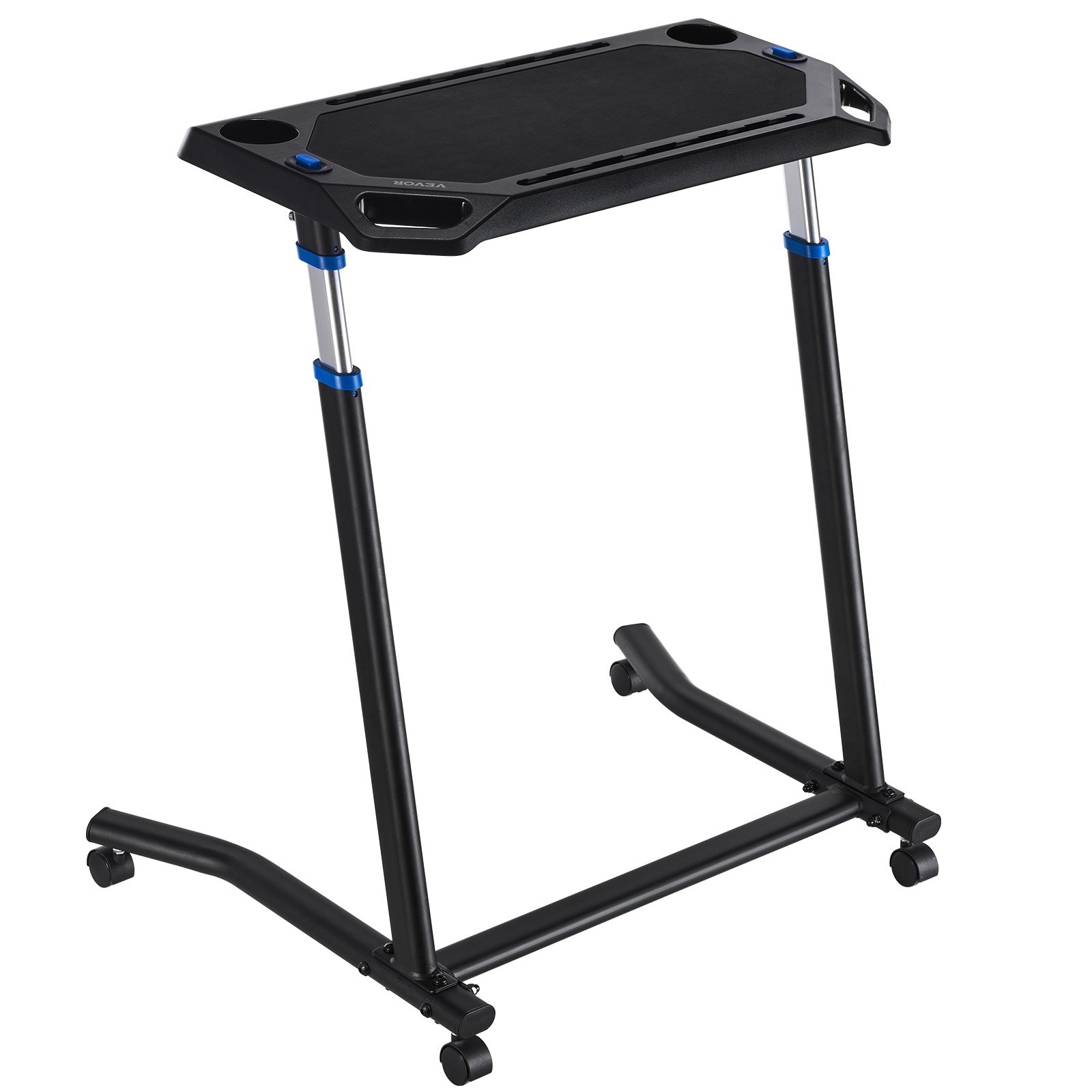 Cycling Desk, Mobile Foldable Multi-Functional Bike Trainer & Treadmill Desk With Lockable Wheels, Non-Slip Multi-Slot Bike Trainer Fitness Desk With Handle Bar, Fit For Home Office Exercise