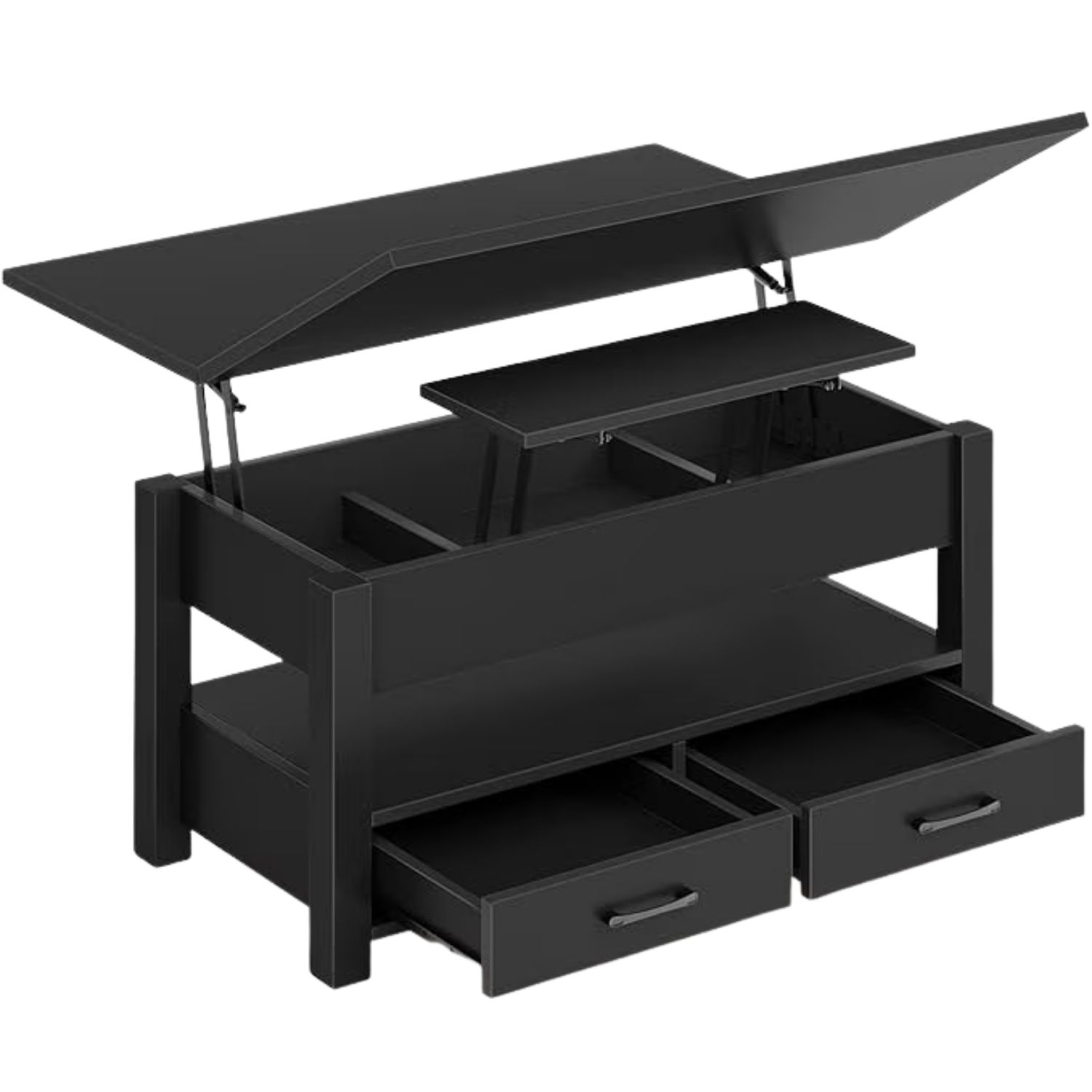 Lift Top Coffee Table, Convertible Design With Drawers And Hidden Storage, For Living Room