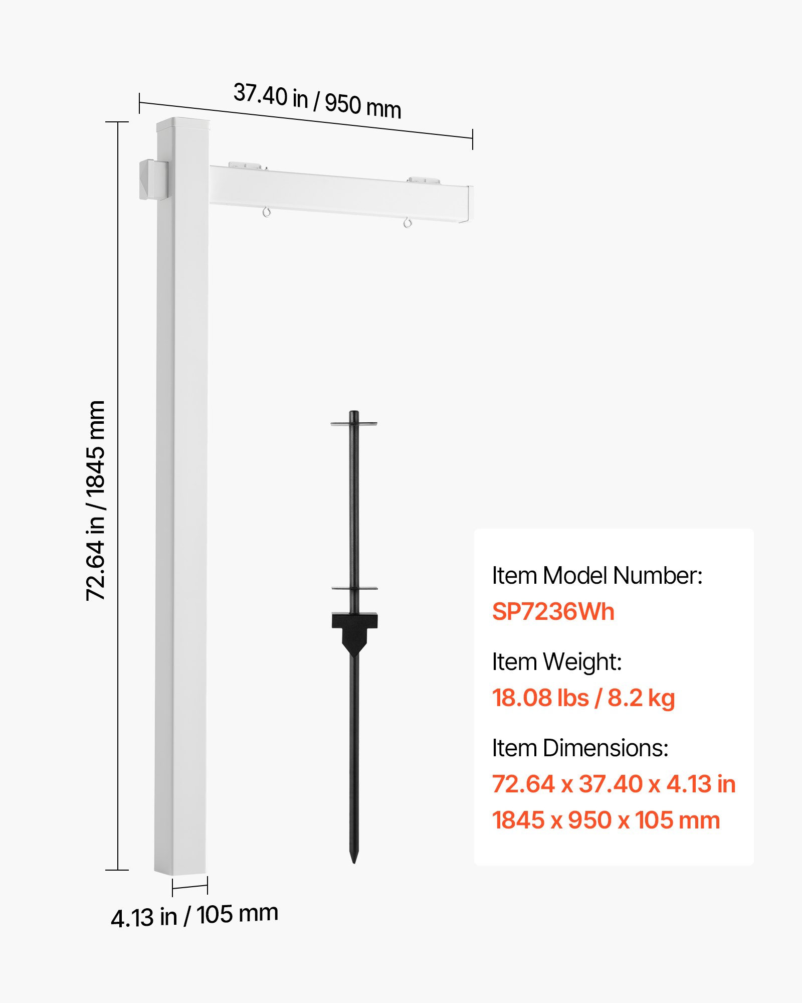 Poste para letrero inmobiliario, 6 pies alto, PVC, brazo de 36 pulgadas, resistente al viento
