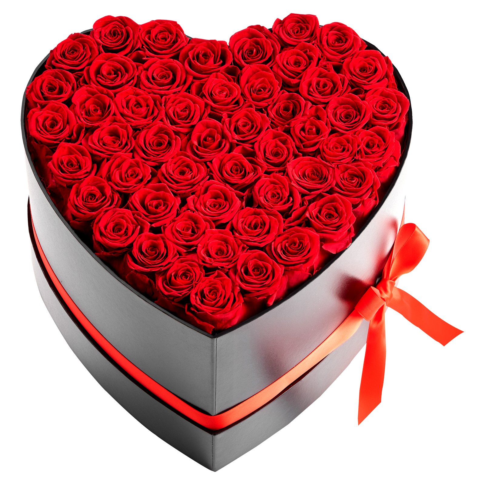 Forever Flowers, 50 Preserved Roses In A Heart Shape Box, Eternal Flowers Immortal Bouquet Birthday Present For Delivery Prime Women Her Wife Mothers, Anniversary, Valentine's Day,Christmas, Red