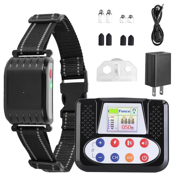 Collar de entrenamiento remoto y cerca inalámbrica para perros, IPX6 impermeable