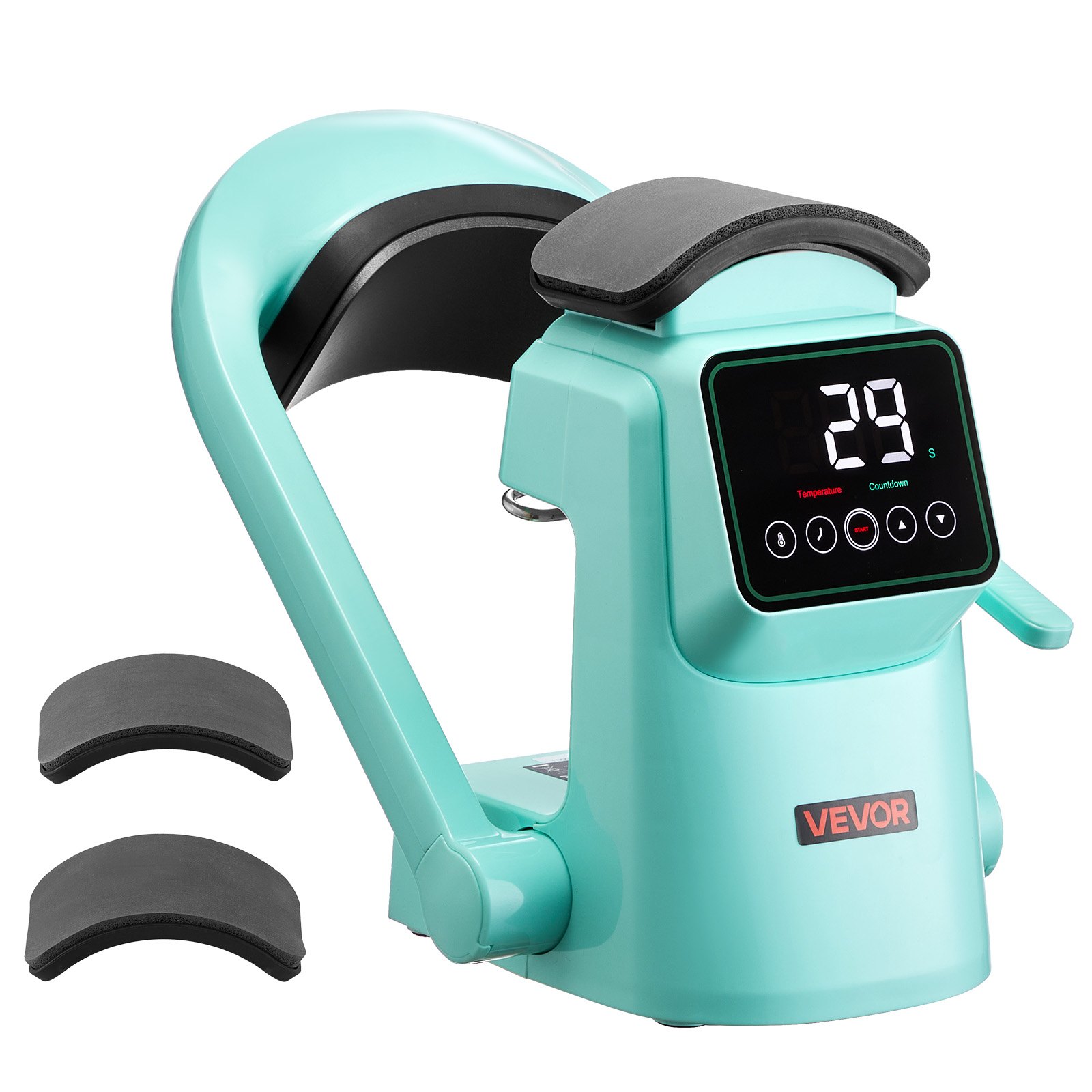 Máquina de prensa de calor automática para gorras, 2 platens, pantalla táctil, verde