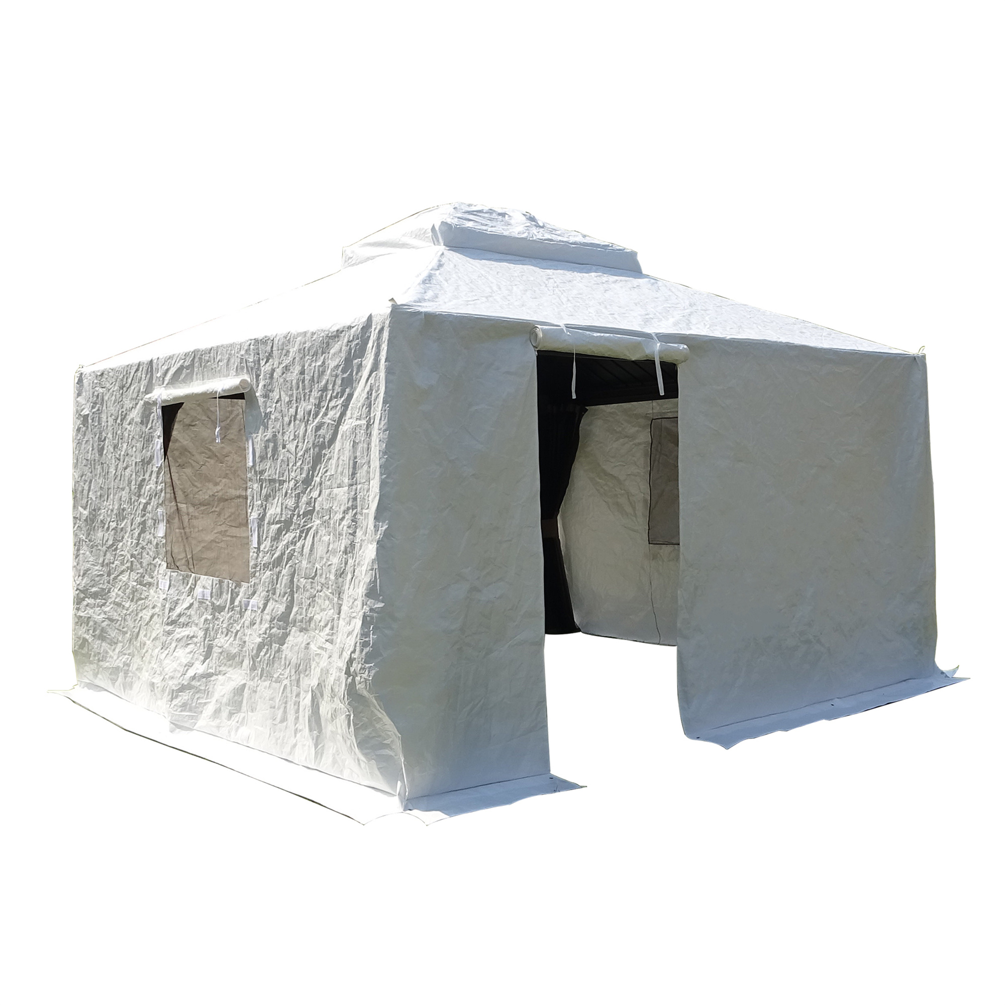 12 X12  Gazebo Cover For Hardtop Gazebos, Outdoor Universal Winter Gazebo Cover With Sidewalls And Mesh Windows, All Season Waterproof Enclosed Gazebo Cover, White