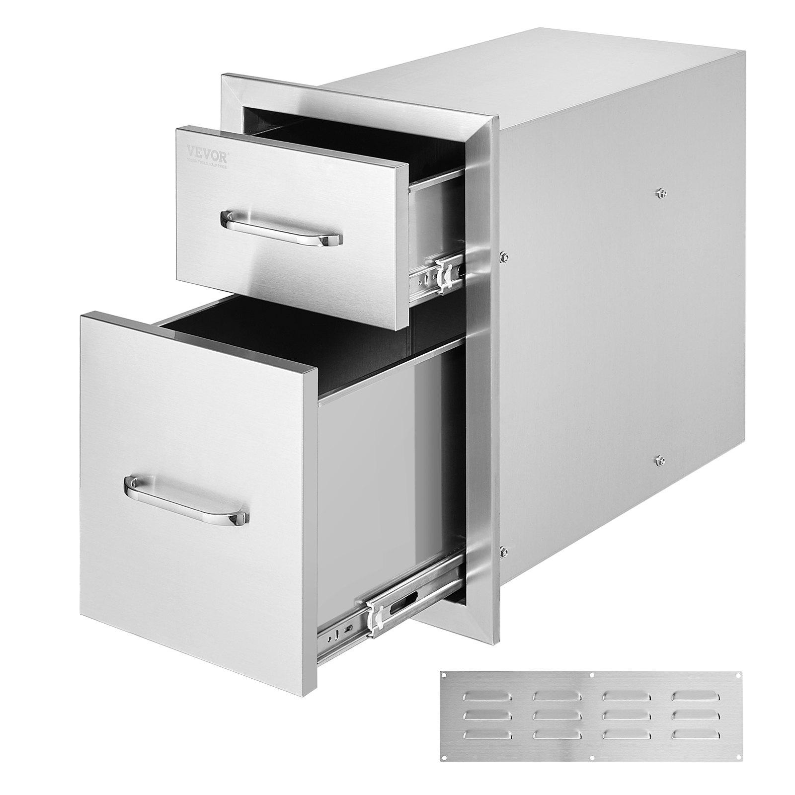 Cajones Dobles Empotrados de Acero Inoxidable para Cocina Exterior, 13x20.4x20.8 pulgadas