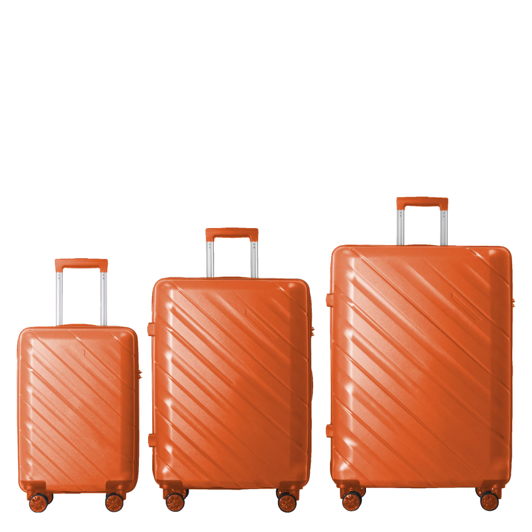 3-Piece Luggage Sets 20-24- 28, Suitcase With Wheels, Hardside Suitcase With Four Spinner Wheels And Scratch-Resistant Surface, Orange