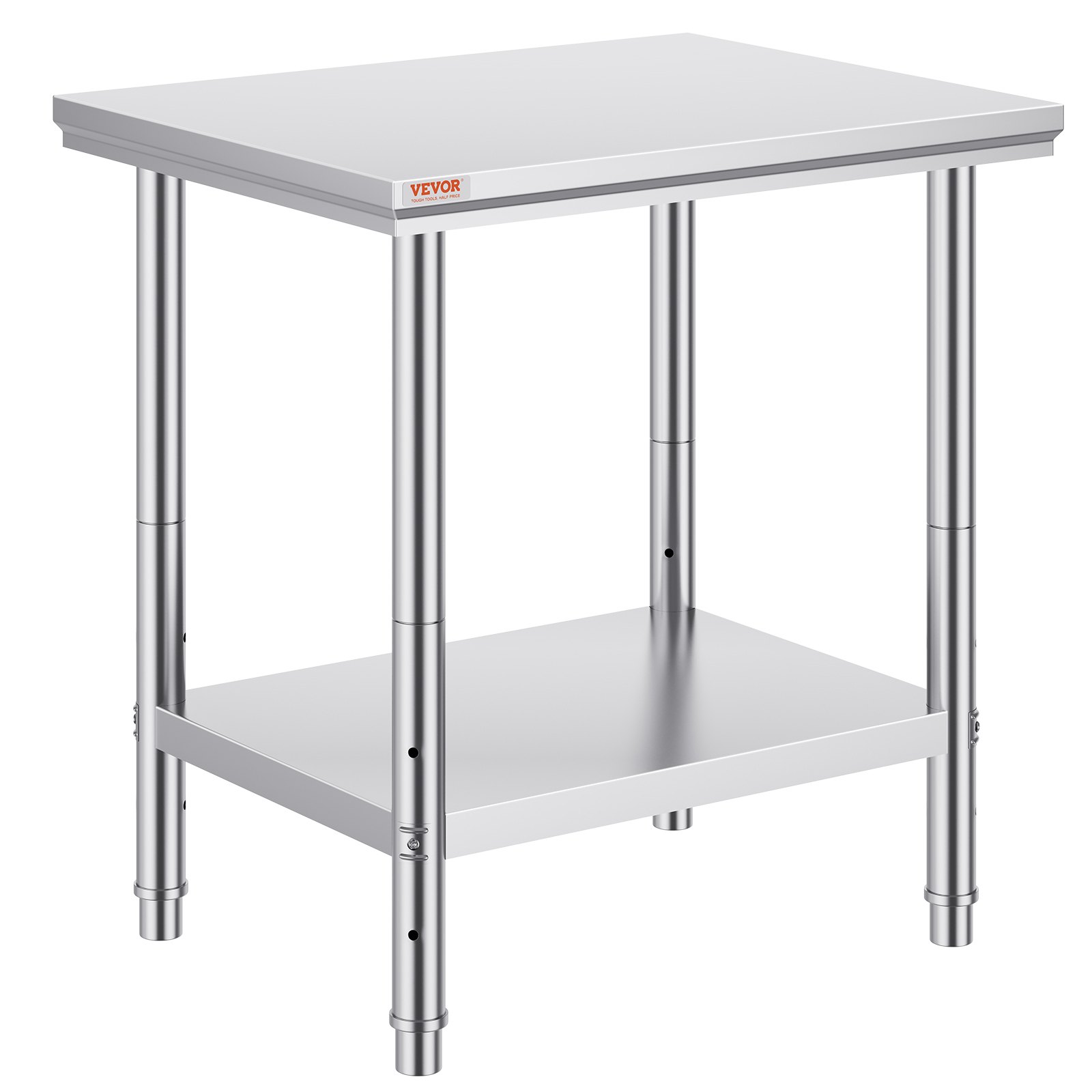Stainless Steel Prep Table, 24 X 30 X 31 Inch, 700 Lbs Load Capacity, Heavy Duty Metal Worktable With 3 Adjustable Height Levels, Commercial Workstation For Kitchen Garage Restaurant Backyard