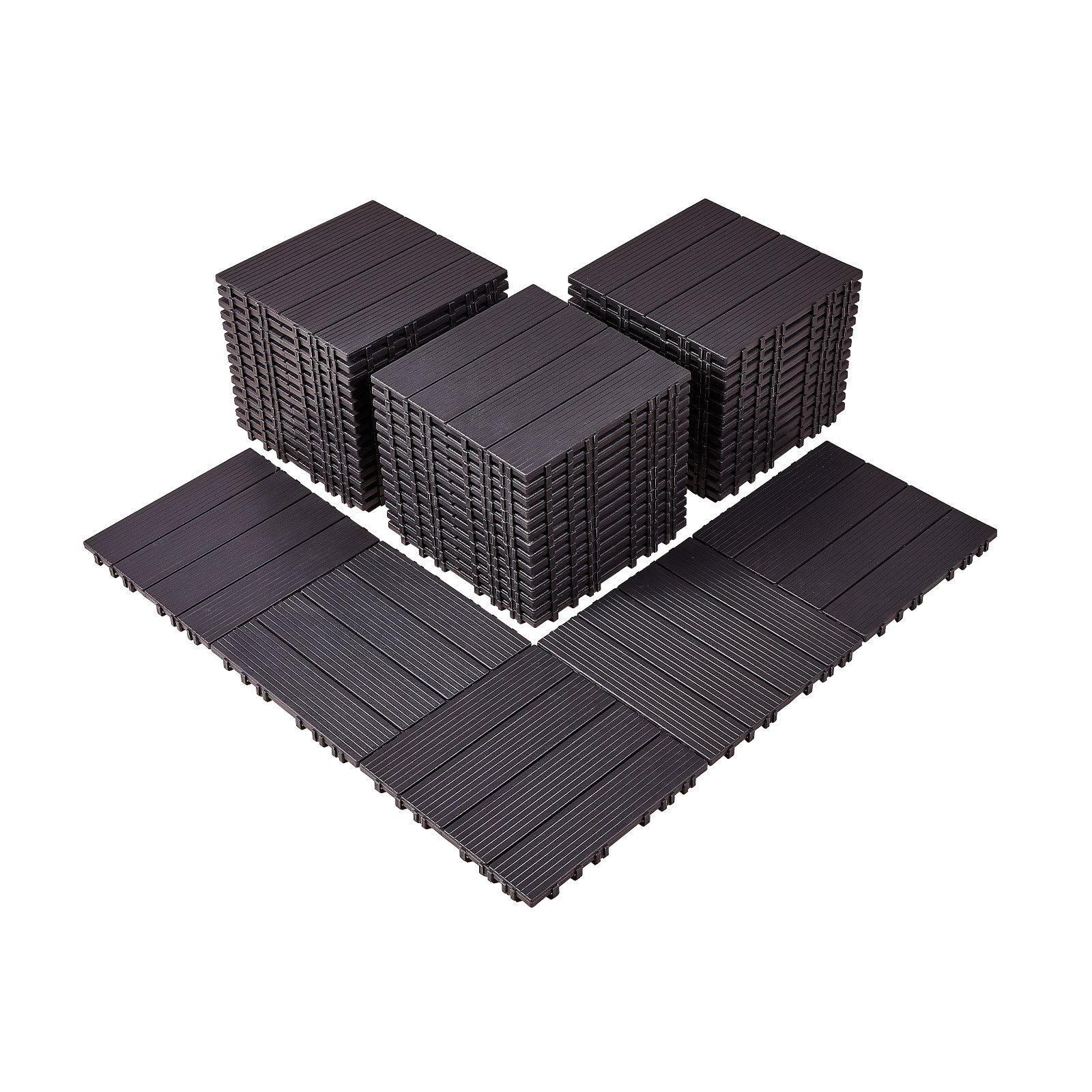 Interlocking Deck Tiles, 54 Pack,12"x12" 54 Sq. Ft Plastic Waterproof Outdoor Flooring All Weather Use, Patio Floor Decking Covering Tiles For Porch Poolside Balcony Backyard, Dark Brown