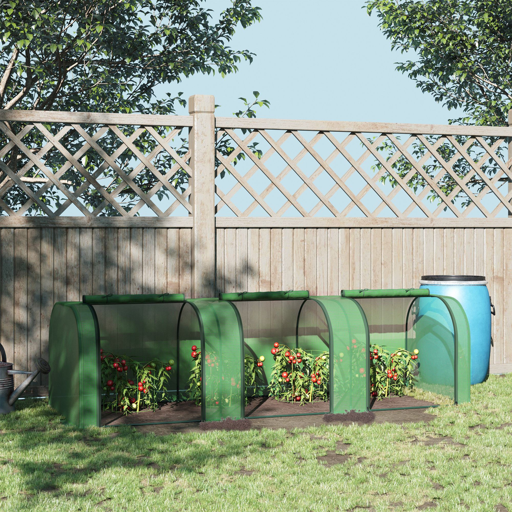 9.7 L x 3 W x 2.5 H Portable Tunneled Greenhouse with 3 Zippered Doors, Water/UV Fighting PE Cover