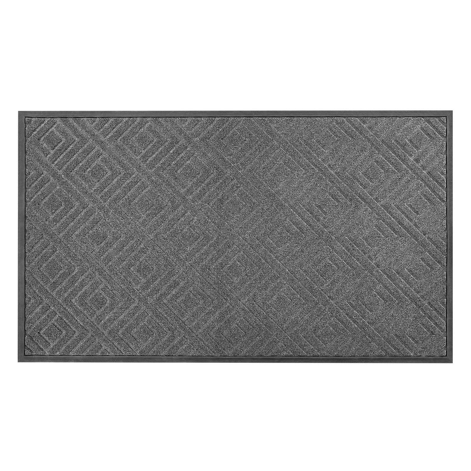 Tapete de entrada comercial 61.5 x 36 pulgadas, lavable, respaldo TPE, gris