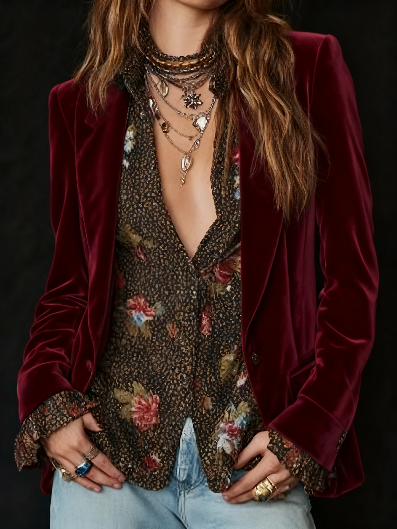 Chaqueta de traje estampada para mujer