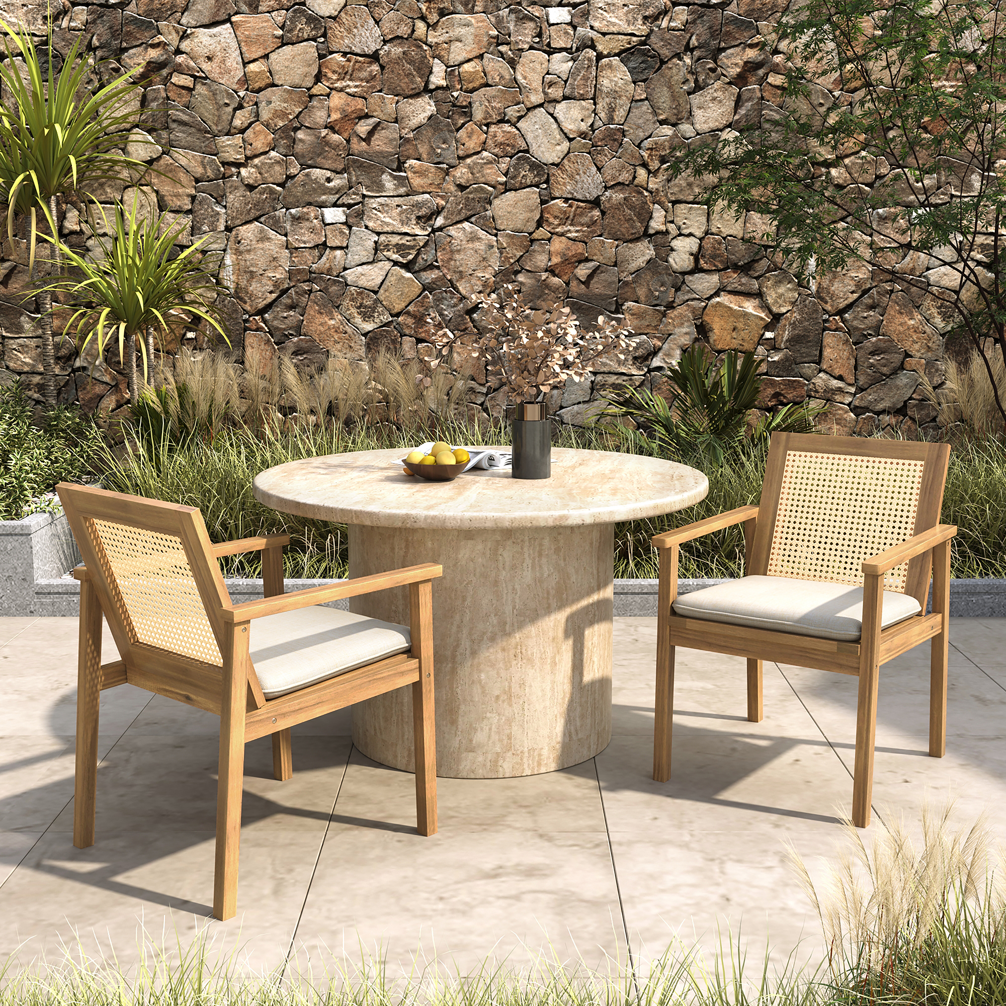 Silla de comedor Preston para exterior con cojín, juego de 2