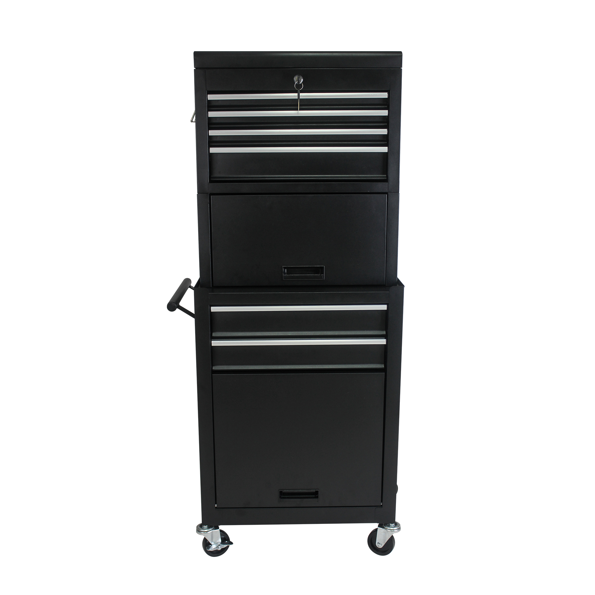 Tool Cabinet On Wheels, 6-Drawer Lockable Rolling Tool Chest W 4 Universal Wheels, 2 In 1 Detachable Tool Box Storage Organizer For Garage Workshop Repair Shop, Black