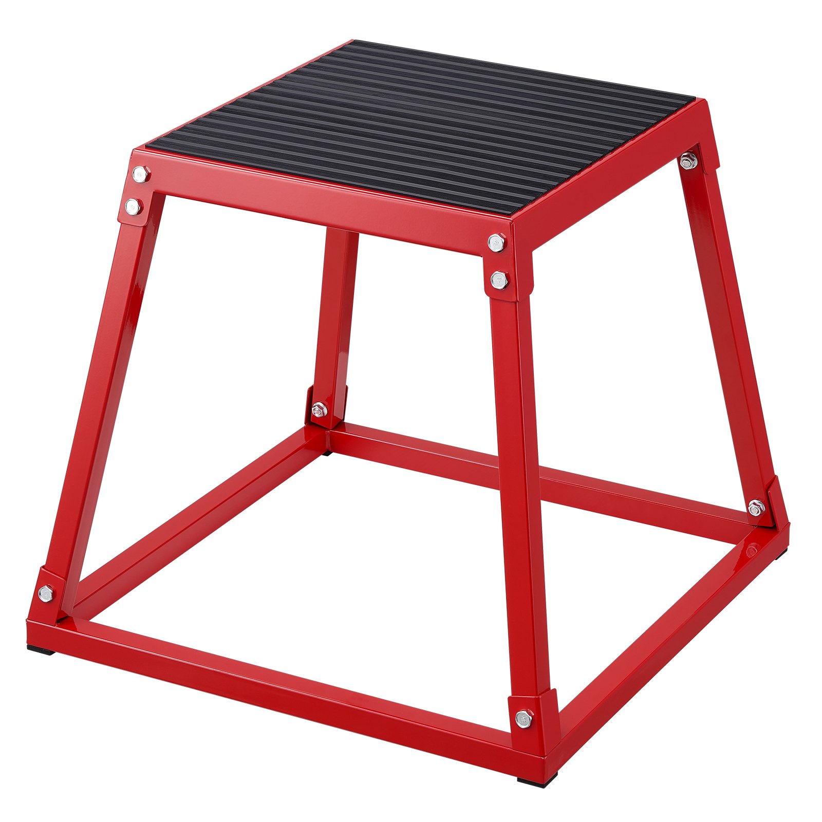 Cajón pliométrico de acero, 18 pulgadas, antideslizante, para entrenamiento, rojo