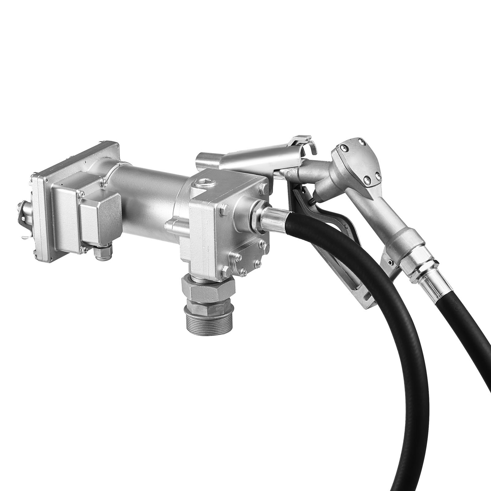 Fuel Transfer Pump, 12V DC 15 GPM, Cast Iron Diesel Transfer Pump Kit, With Manual Shut-Off Nozzle, Discharge Hose, Overheat Protection, 1/3 HP Explosion-Proof, For Gasoline Diesel Kerosene