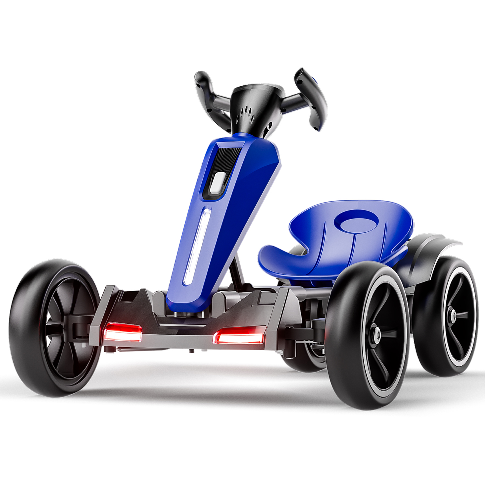 Go Kart eléctrico de 12V para niños, plegable, con asiento ajustable y 4 ruedas EVA, Azul