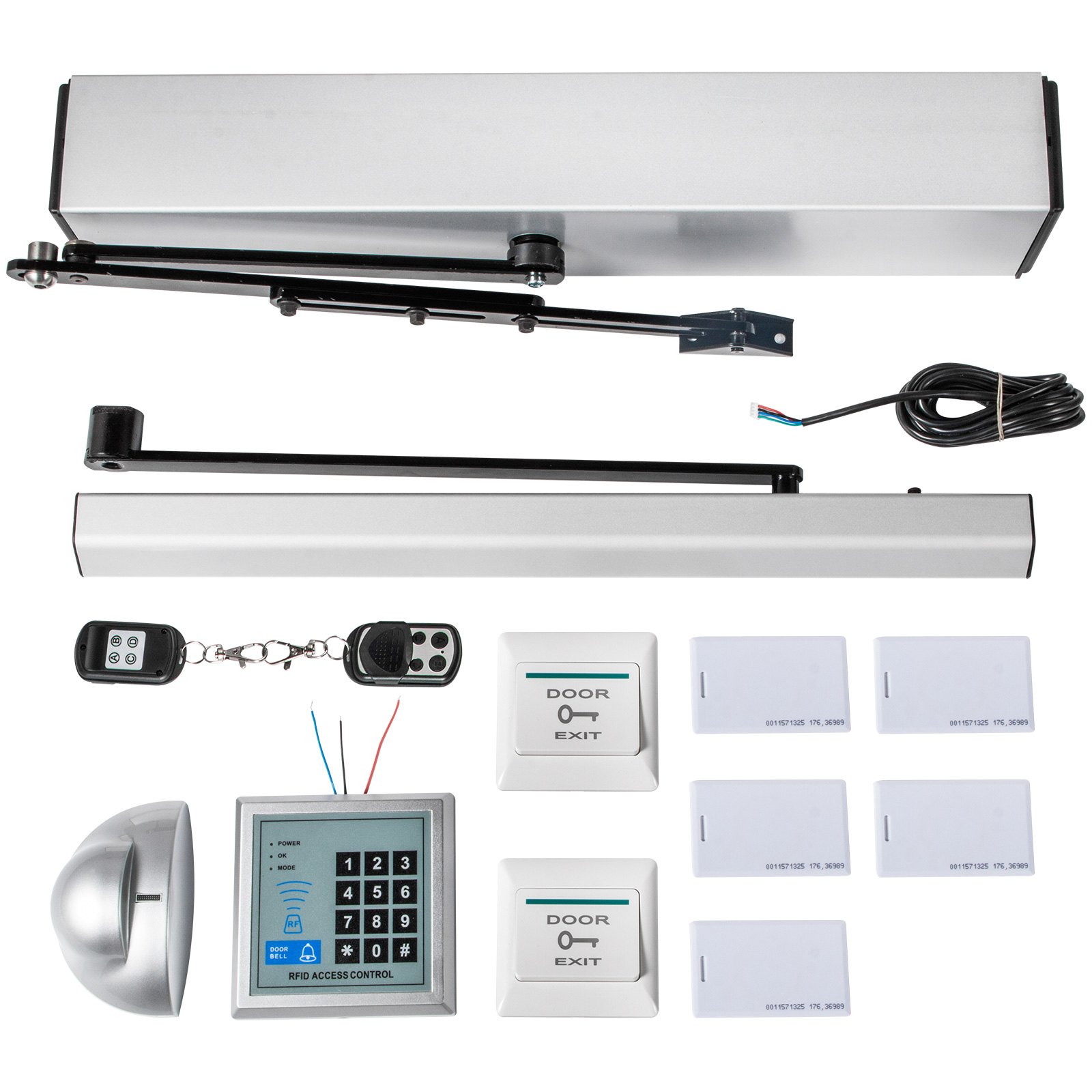 Abrepuertas automático batiente 110-240V, 50W, 120 grados ajustable.
