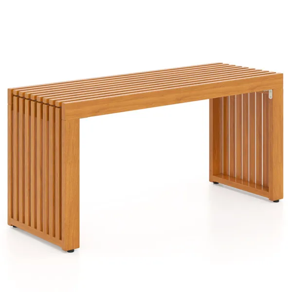 Banco de patio de madera maciza de acacia, 800 libras, para 2 personas, sin respaldo.