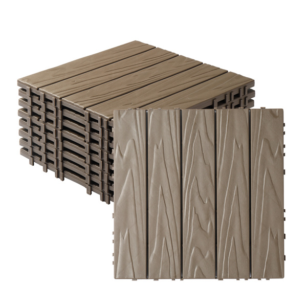 Plastic Interlocking Deck Tiles, 27 Pack, 11.8inchx11.8inch Waterproof Flooring Tiles For Indoor And Outdoor, Patio Floor Decking Tiles For Porch Poolside Balcony Backyard