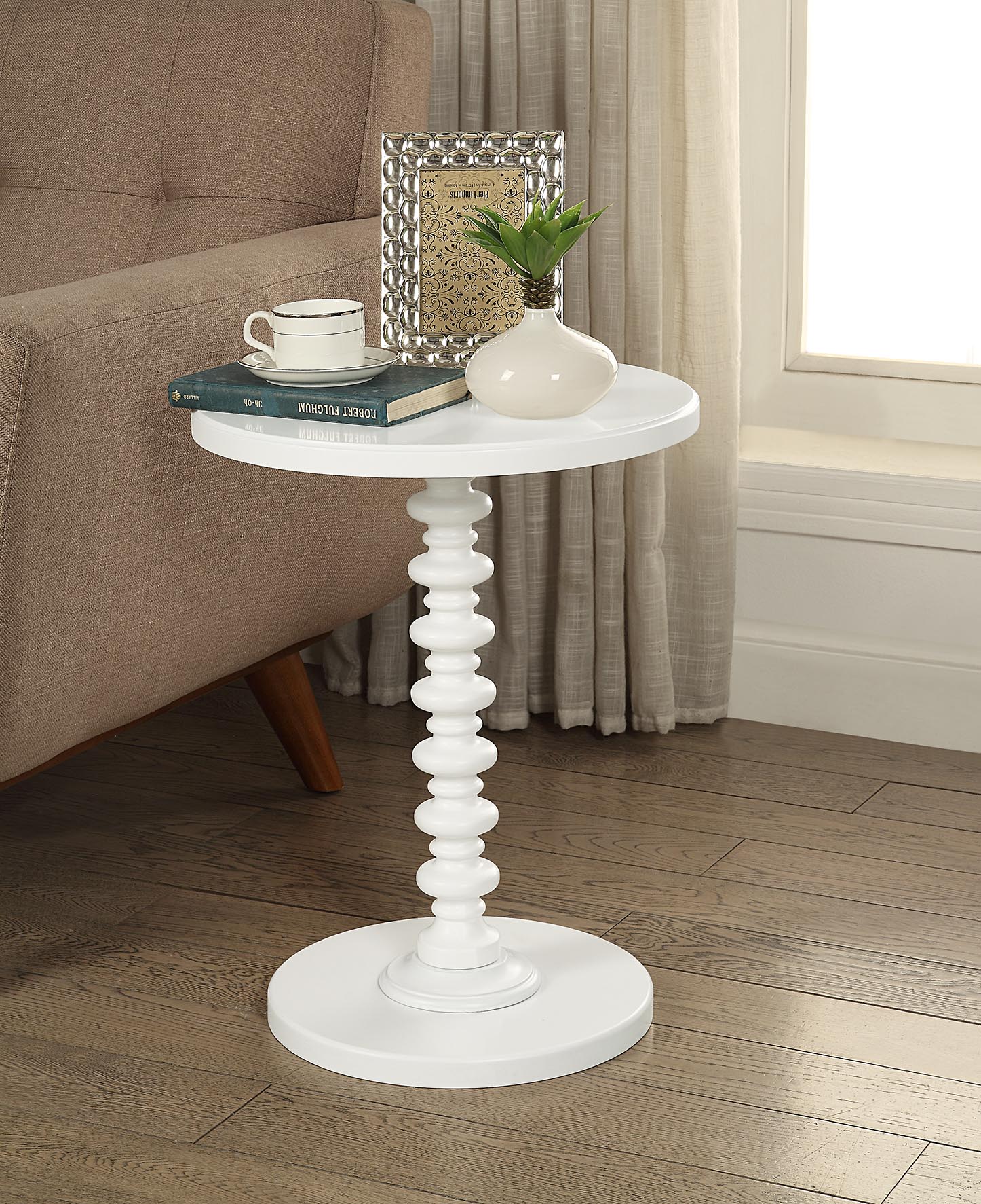 Acton White Finish Accent Table