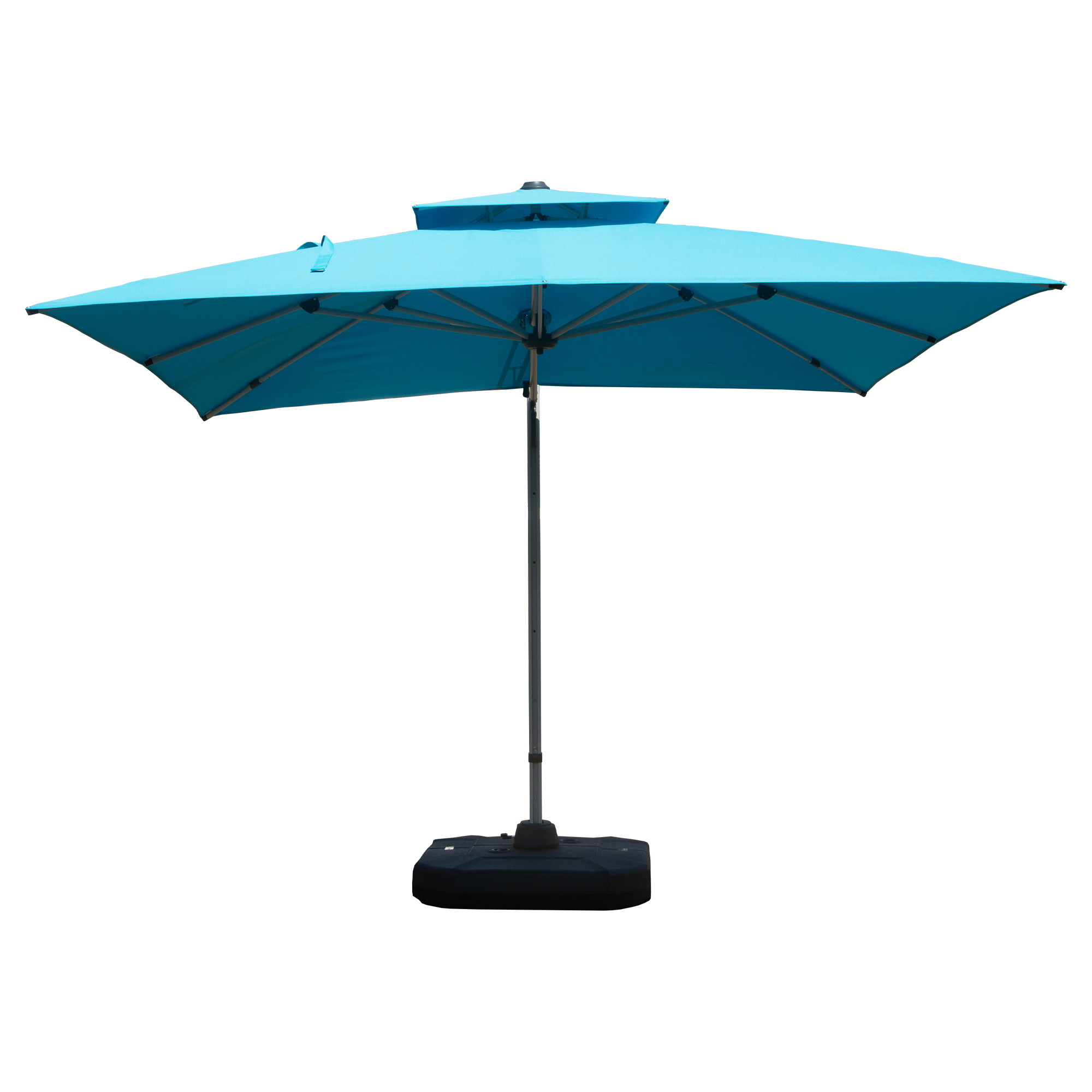 10 X10  Square Cantilever Umbrella With Center Pole, Lake Blue  Base Not Included