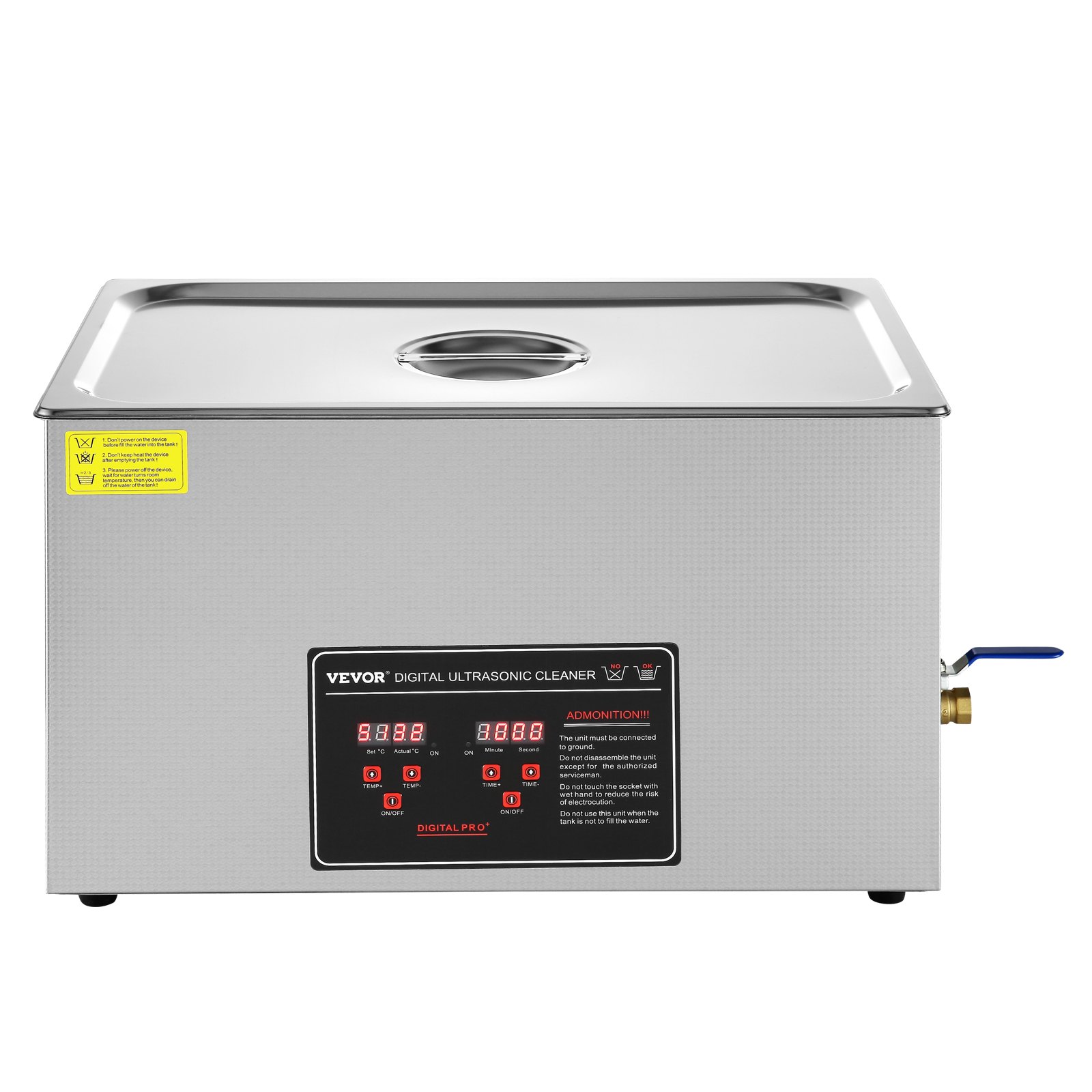 Limpiador ultrasónico profesional de acero inoxidable con temporizador y calentador, 30L.