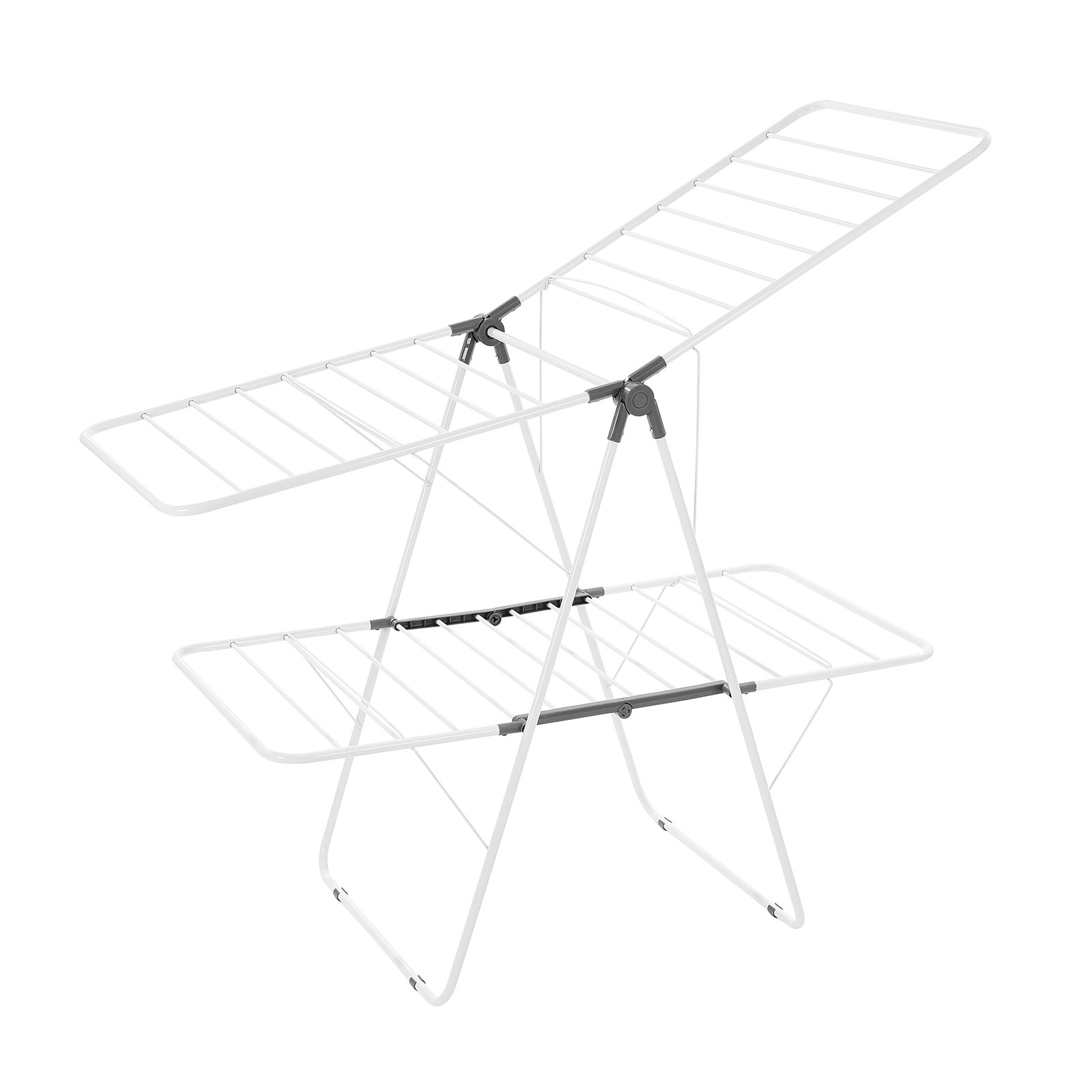 Tendedero de ropa plegable de metal blanco, 2 niveles, 31 varillas, interior y exterior