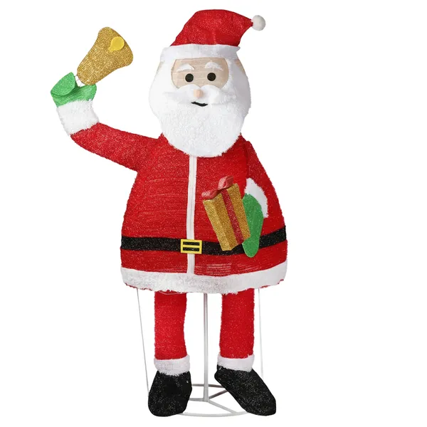 Santa Claus iluminado de 6 pies con campana, 200 luces LED blancas cálidas, exterior/interior.