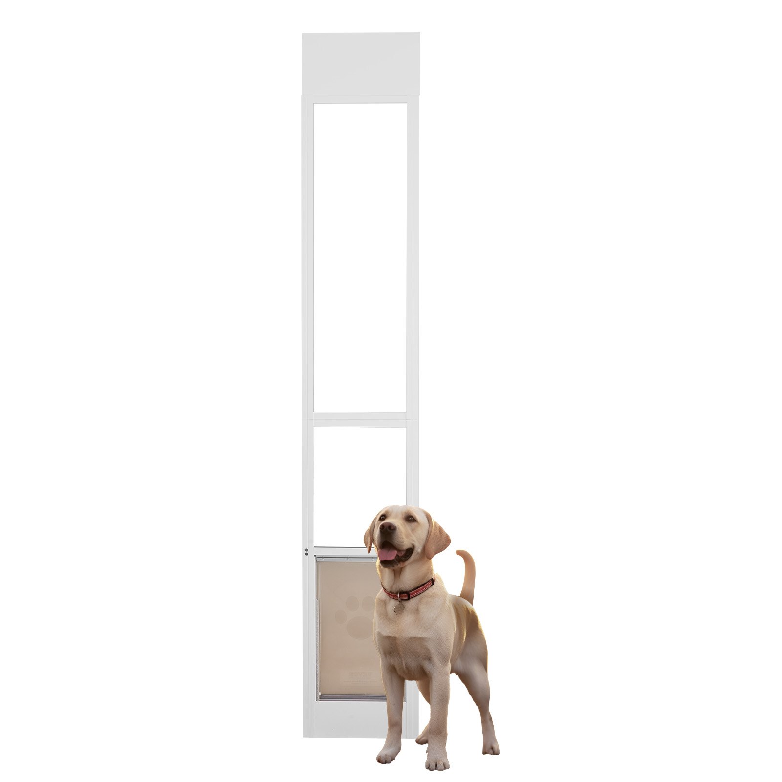 Puerta para perros para puerta corrediza de vidrio, altura ajustable, marco de aluminio.