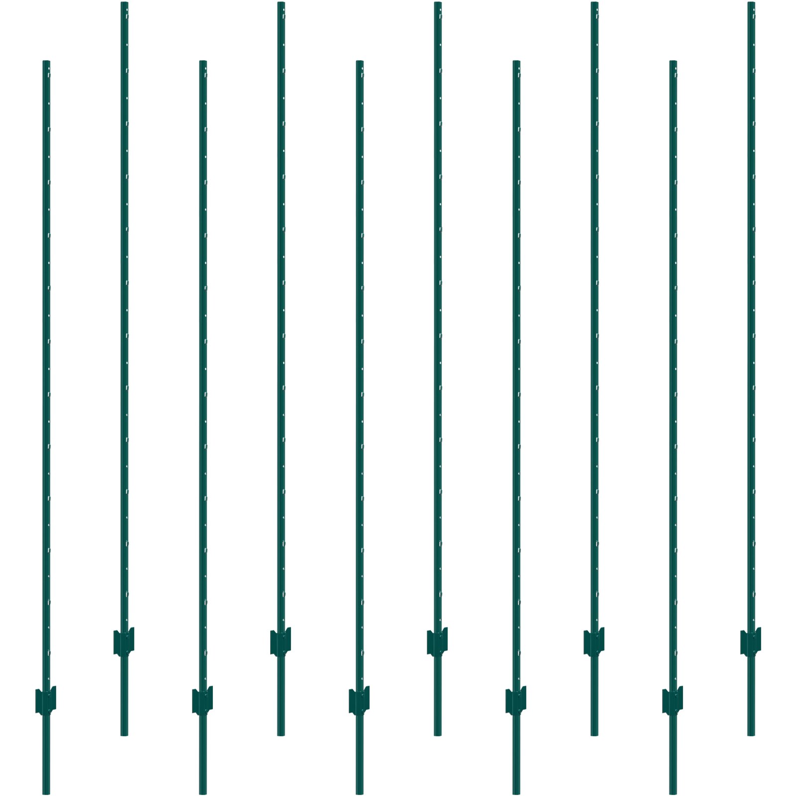 Poste para cerca tipo T de metal 7 pies, uso rudo, 10 unidades, verde