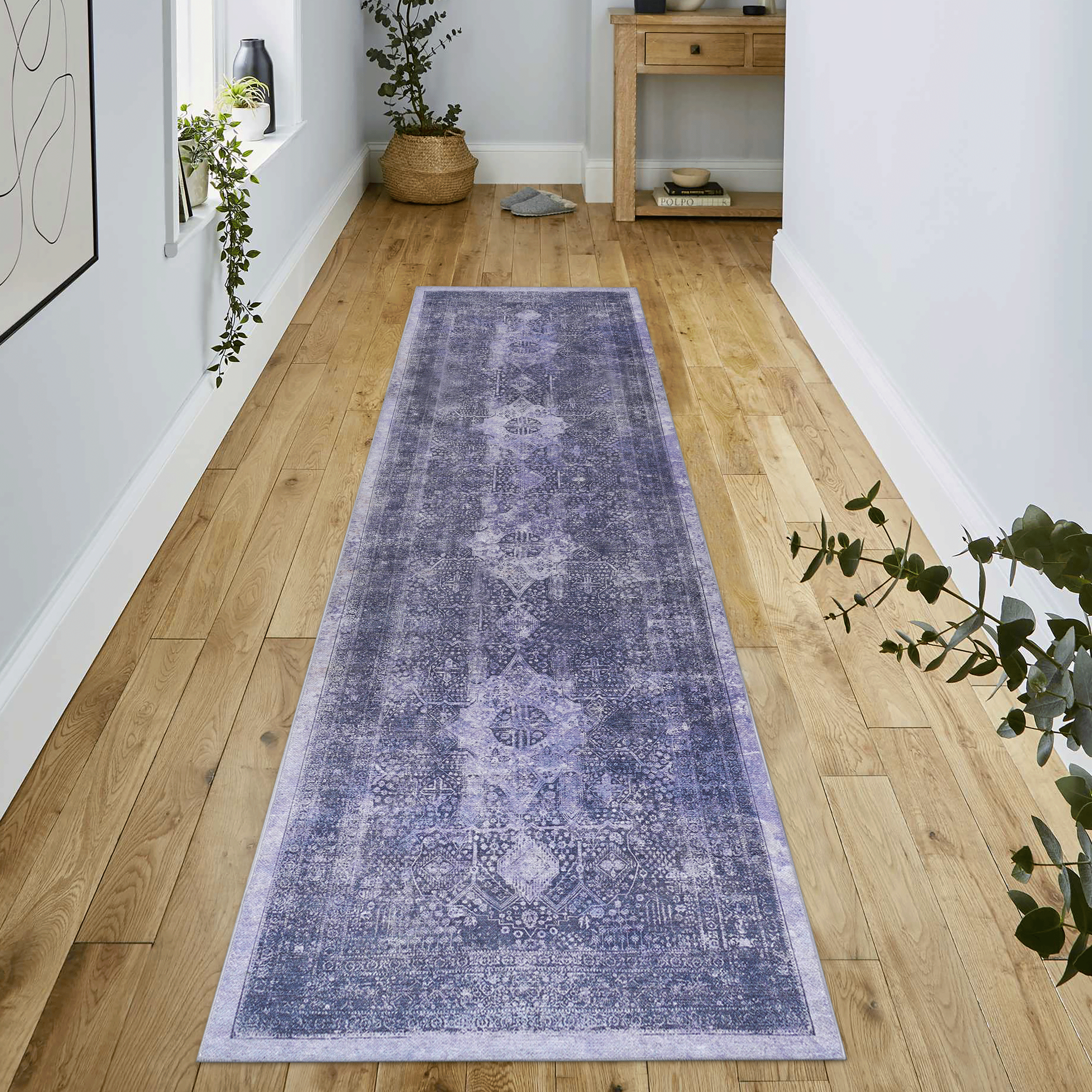 Alfombra de pasillo lavable MAVAL, antracita, 2.5 x 10 pies