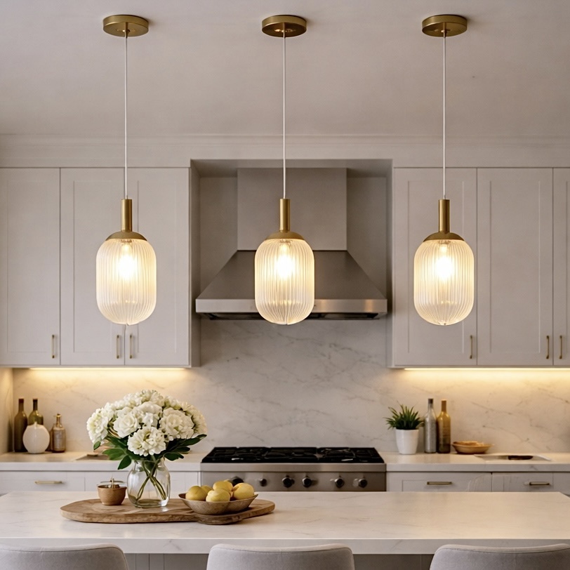 Modern Style Pendant Lamp - Bronze And Clear 110-120V Bedside Lamp Bedroom Living Room Ceiling Light
