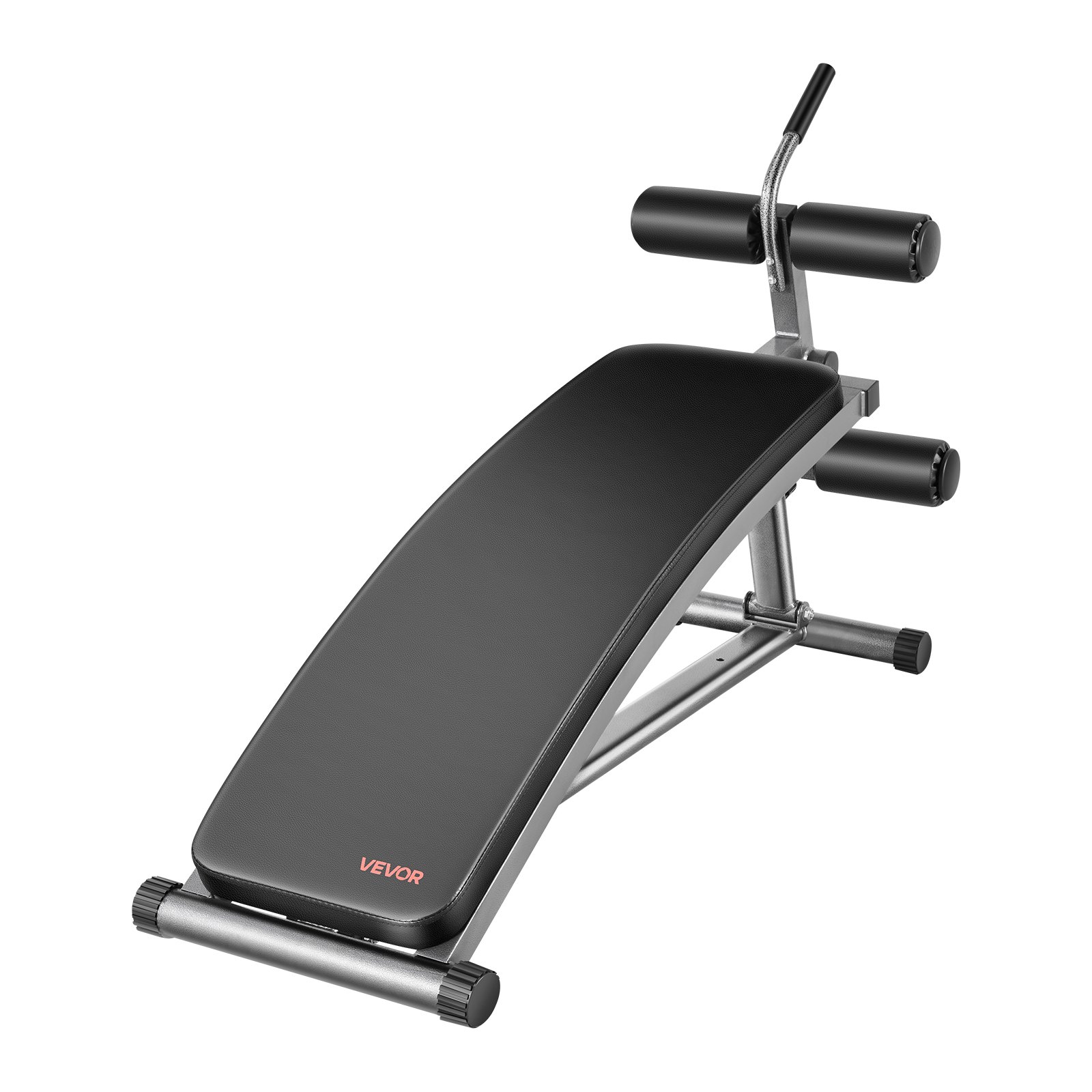 Banco de abdominales curvo, 6 alturas ajustables, acero resistente, capacidad 600 libras.