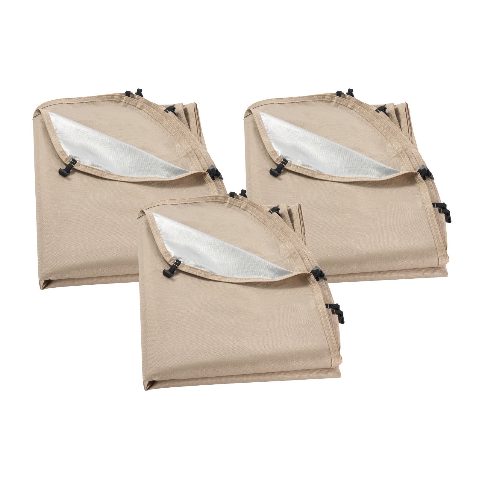 Sun Shade Sail Canopy Covers, Fit For 15 X 13.8 Ft Screen House Tent, Sun Protection, 5.51 X 5.25 Ft 300D Oxford Silver-Coated Fabric, Pack Of 3 (Not Include Tent), For Outdoor Activities, Beige